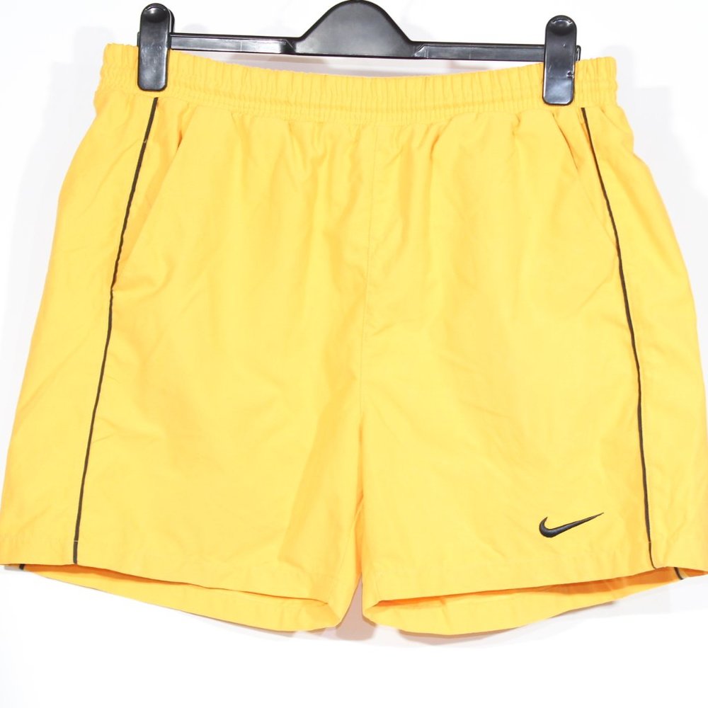 Vintage Nike Shorts XL 38-40" Yellow 1990's 90s Inner Mesh Sports Gym Beach Mens - Picture 1 of 10